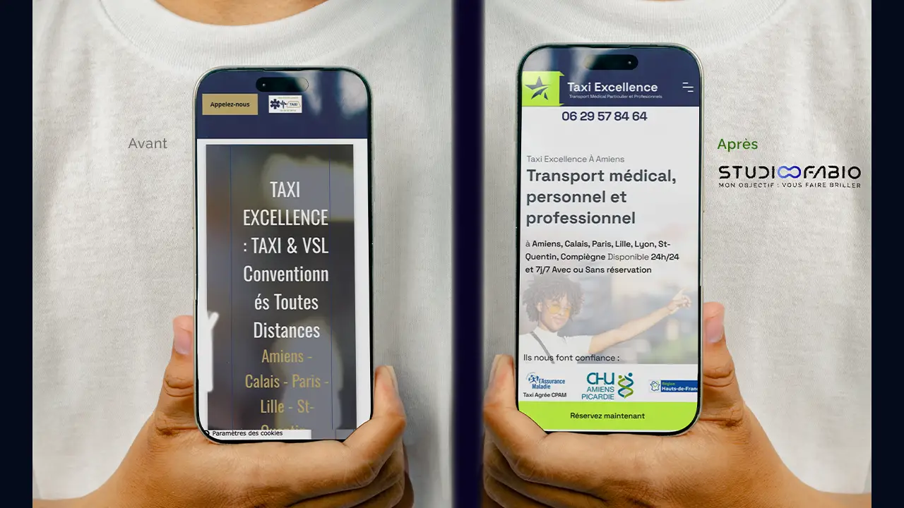 Refonte mobile avant/après pour une compagnie de taxi
